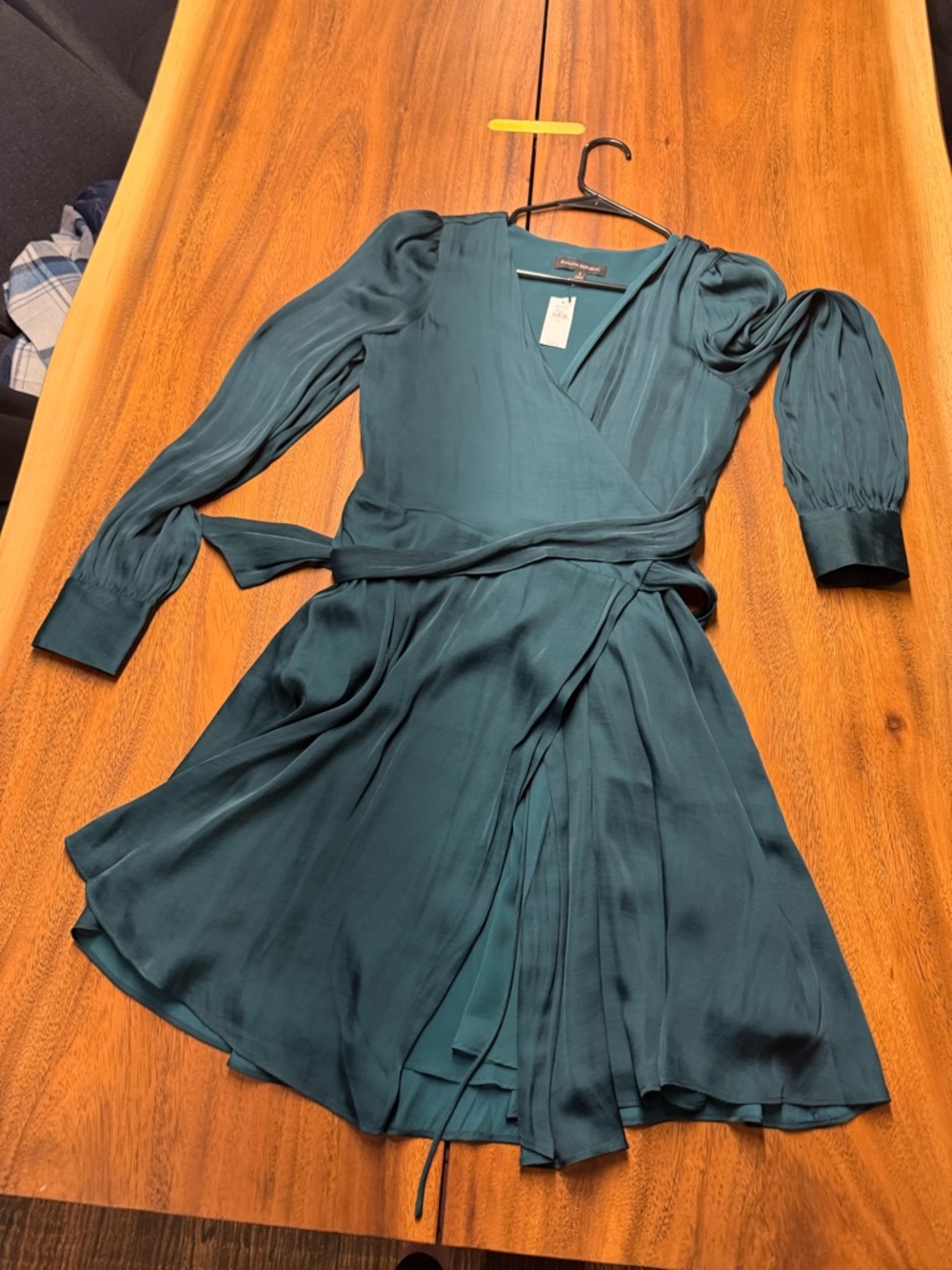 Women's Satin Emerald Wrap Dress